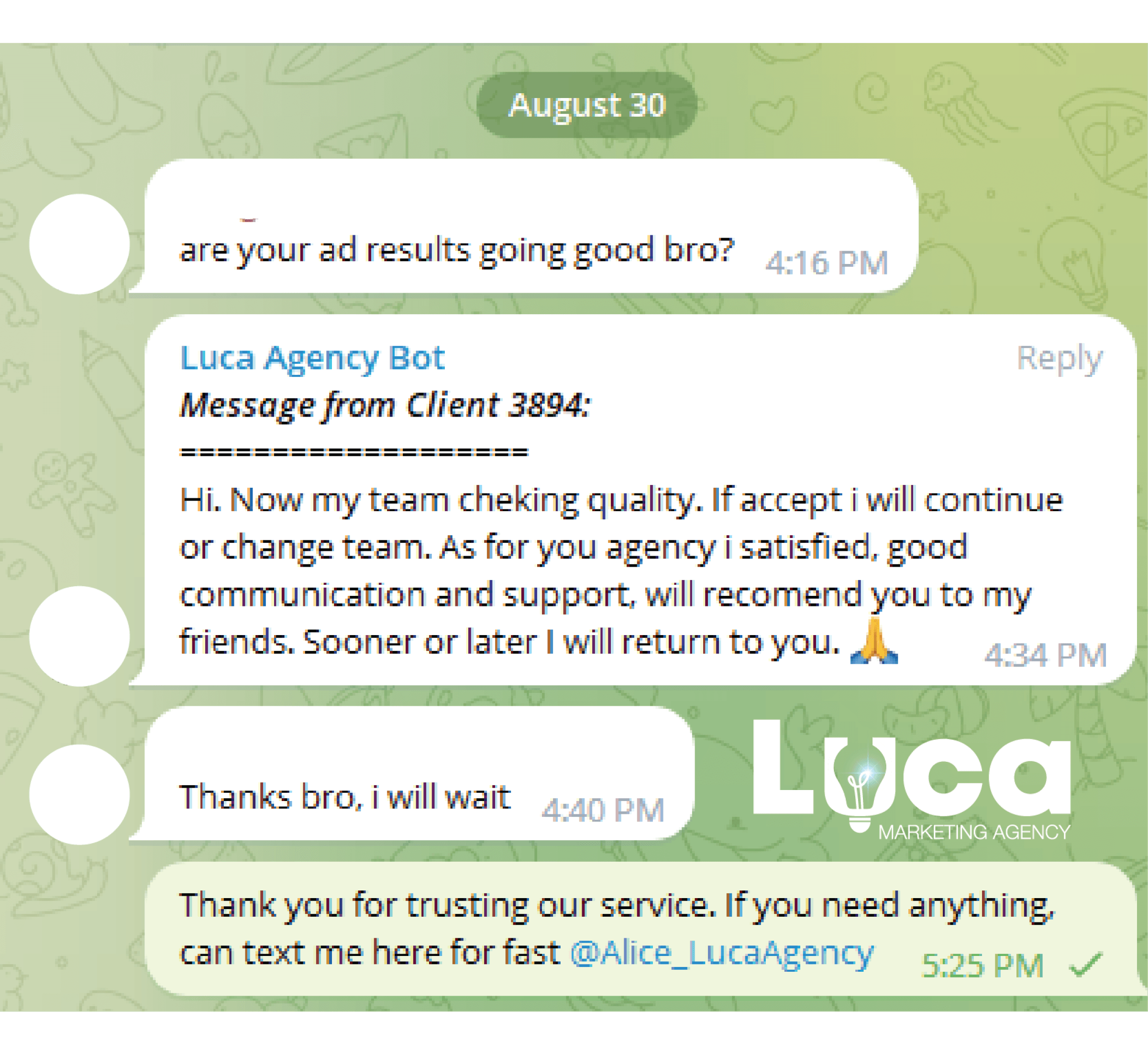 client feedback image